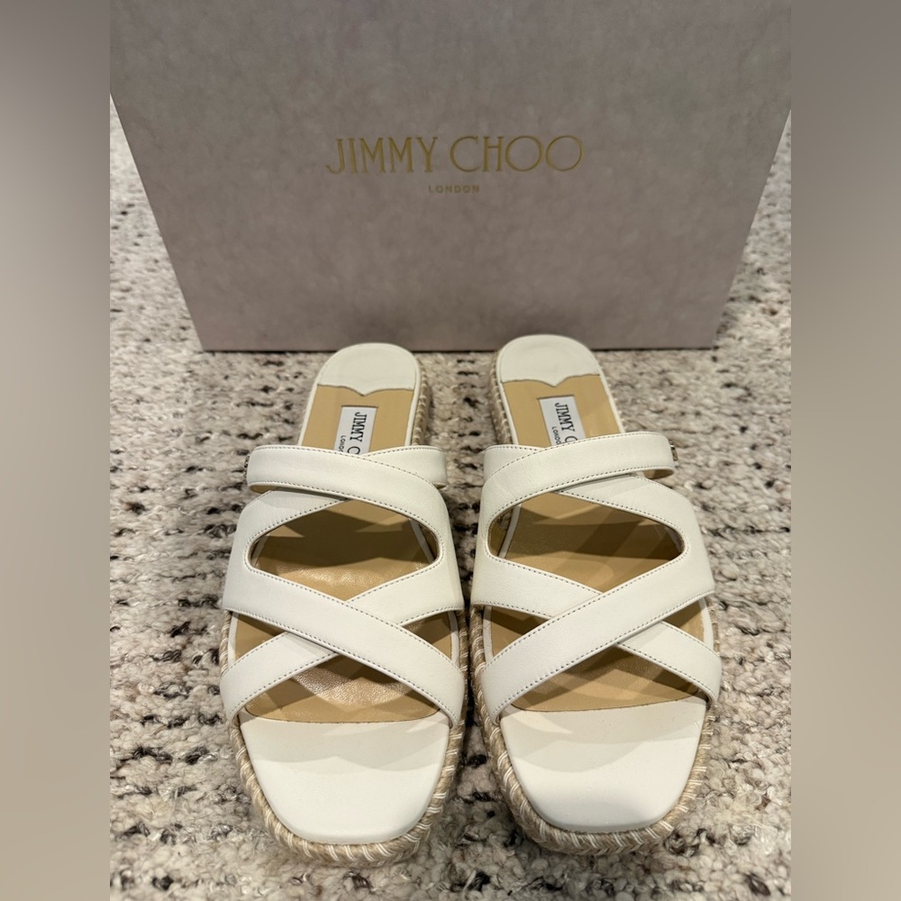 * NEW* JIMMY CHOO Rayah Espadrille Flat In White